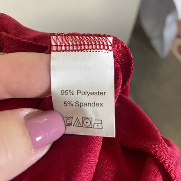 Shein Curve Red Strapless Long Mermaid Gown Red Leaf Lace Sz 2XL - Picture 10 of 12